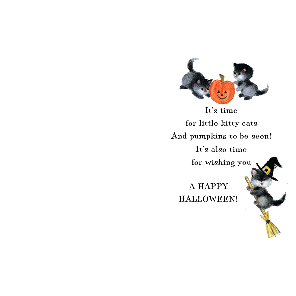 Kitten in Pumpkin - Halloween Greeting Card