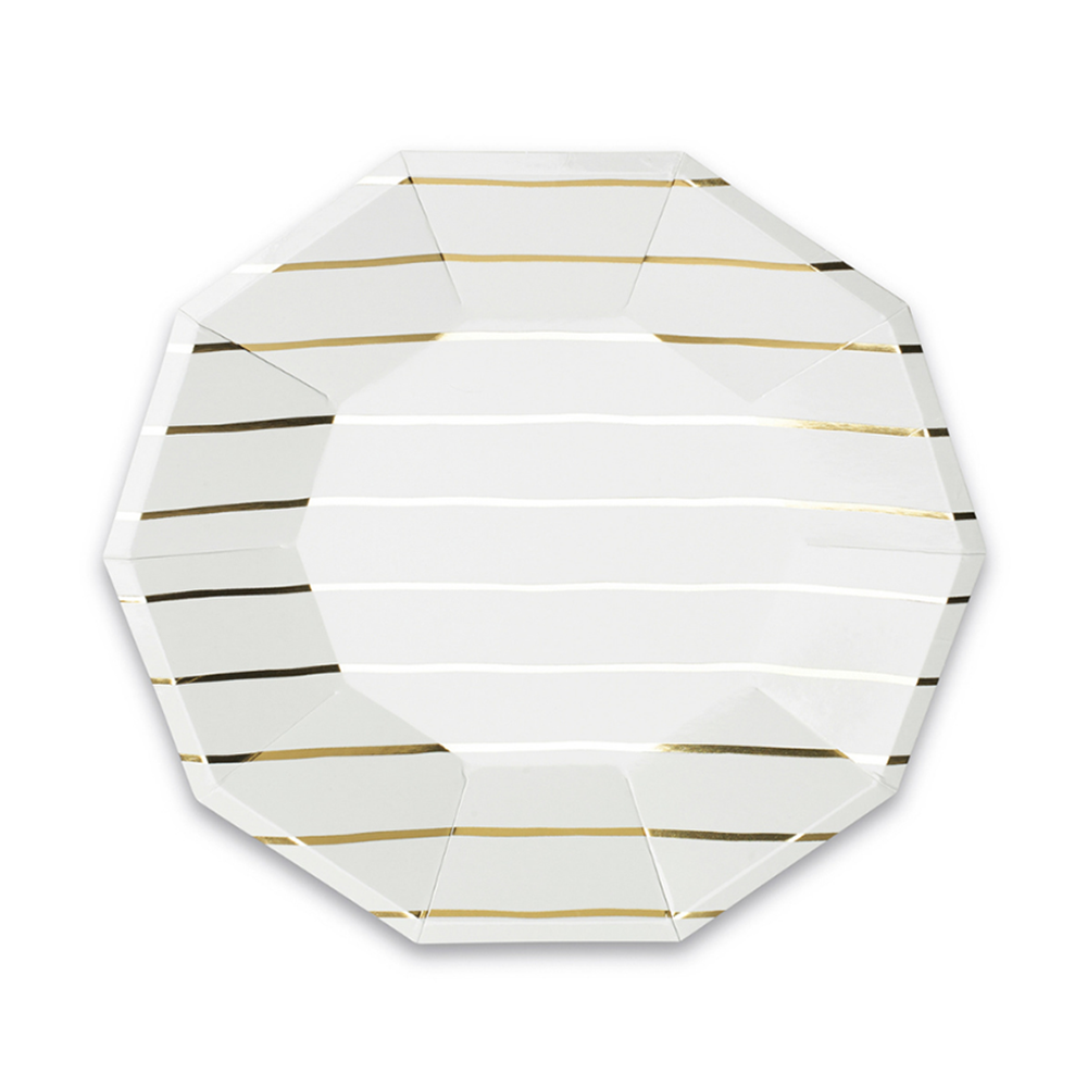 Frenchie Metallic Striped Small Plates (8pk) - Gold