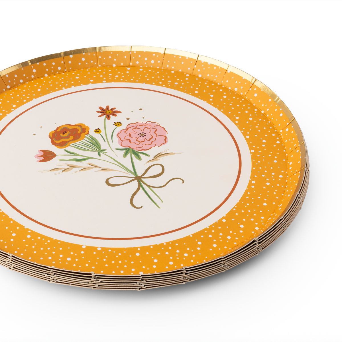 Cozy Fall Floral Dessert Plates, Gold Foil (Set of 8)