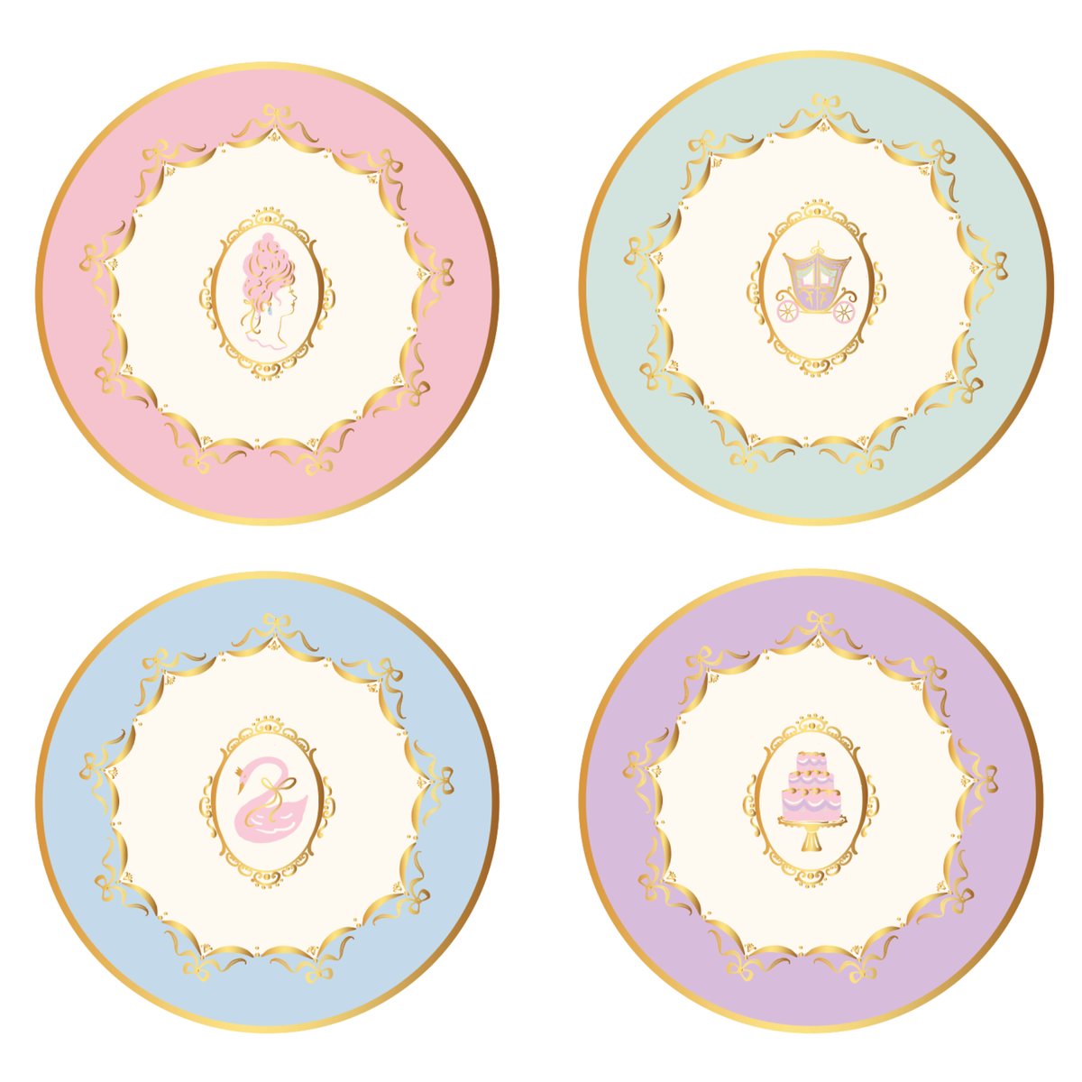 Parisian Princess Cake Plates (Set of 8)