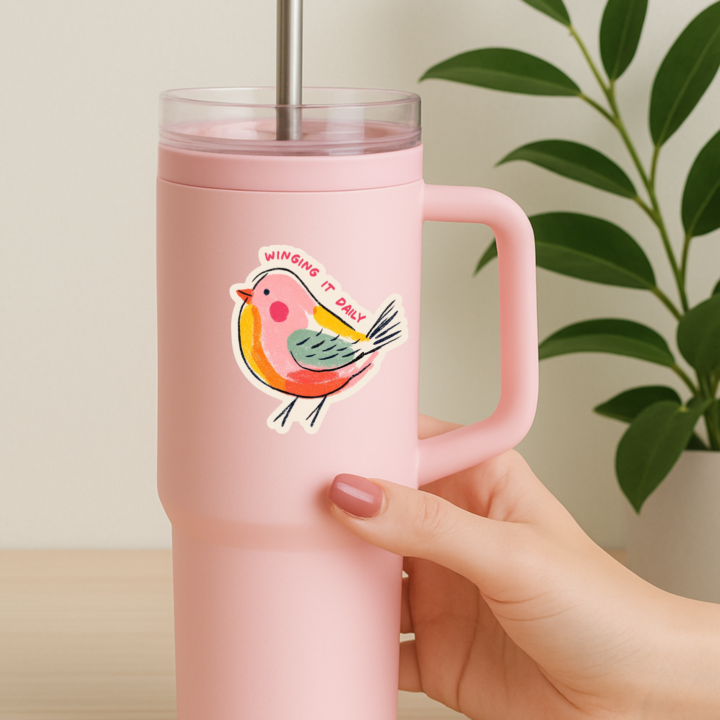 Winging It Daily Bird Sticker – Cute Colorful Bird Sticker