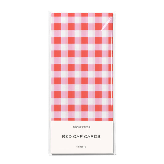 Red and Pink Gingham tissue paper: 5 Sheets
