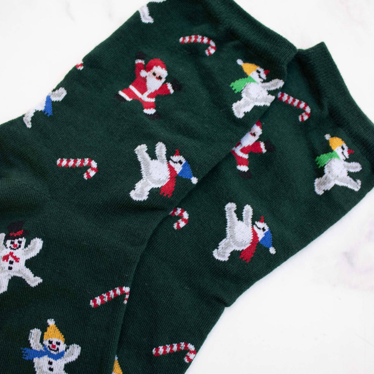 Women's Christmas Santa and Snowman Socks: Red