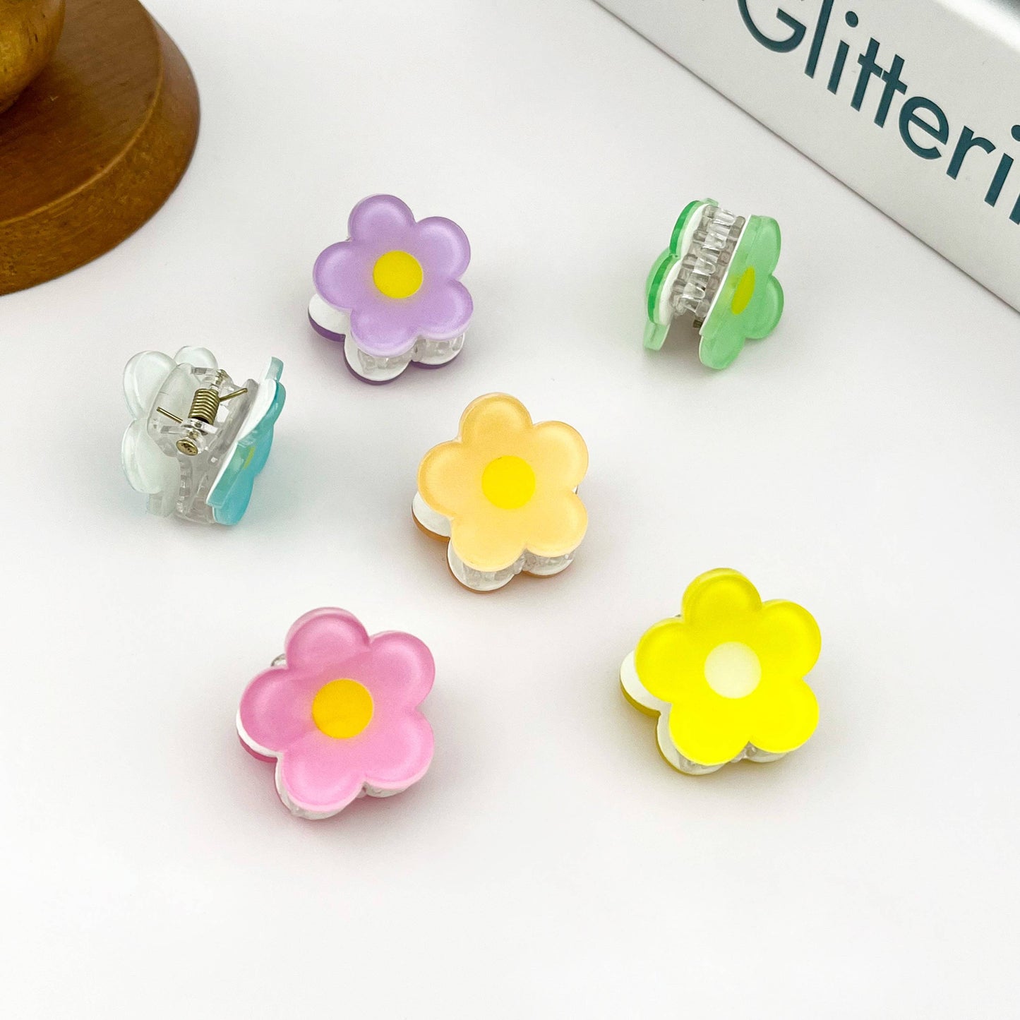 Mini Flower Summer Hair Claw Clip Cute Floral Clip: Blue