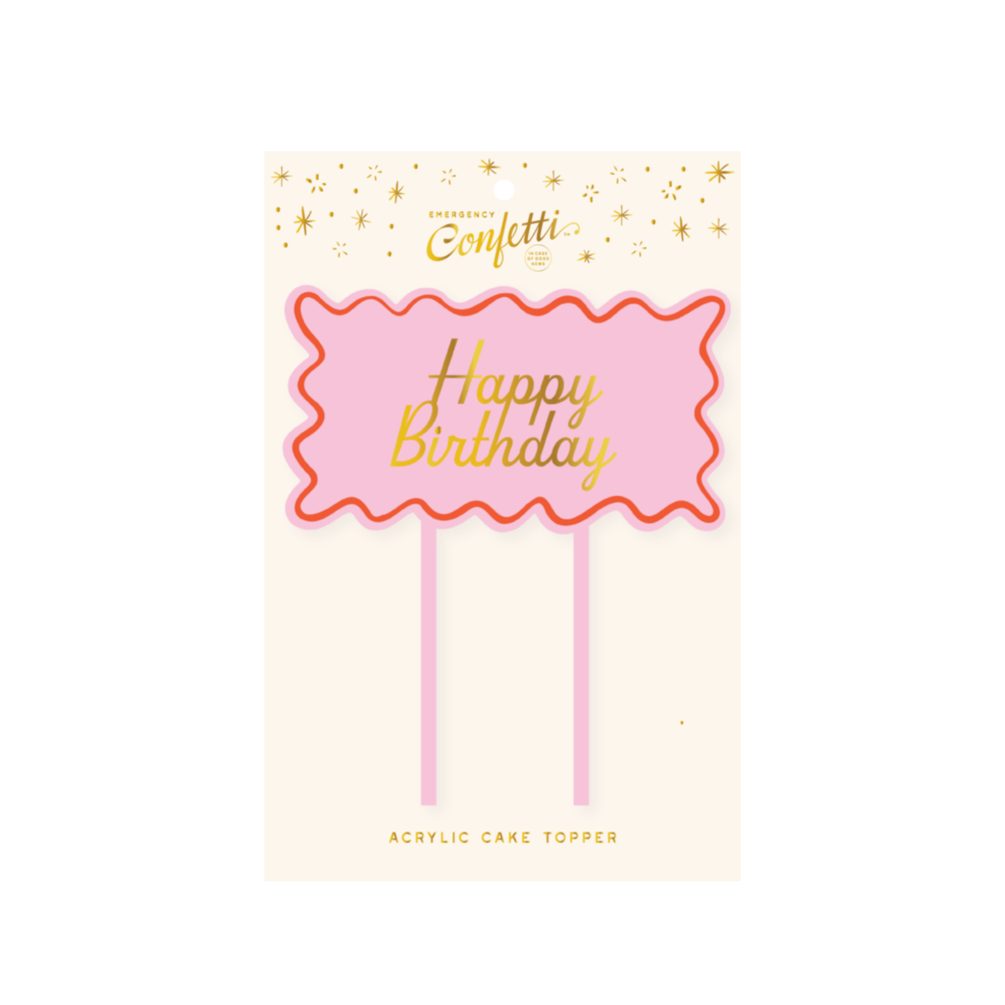 Pink & Red Acrylic Cake Topper - "Happy Birthday"