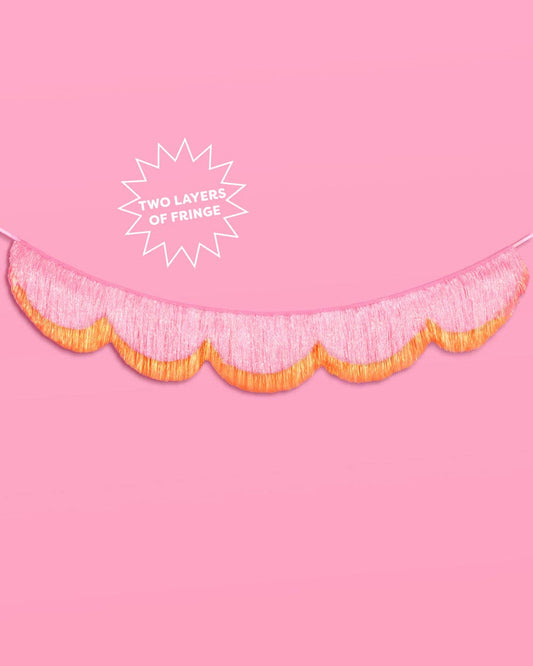 Pink Orange Scallop Fringe Banner | summer, party, Showgirl