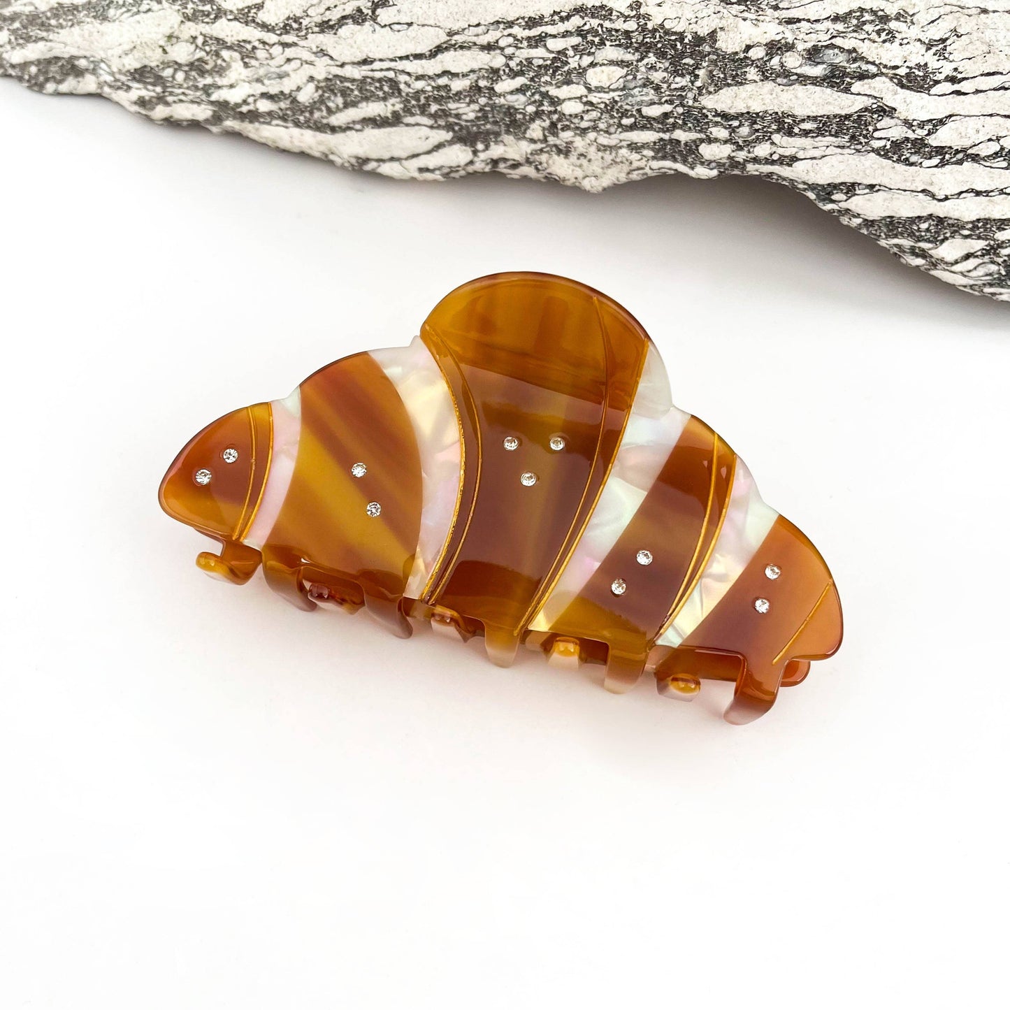 Vintage Starfish Crescent Moon Creative Hair Claw Clip: Brown