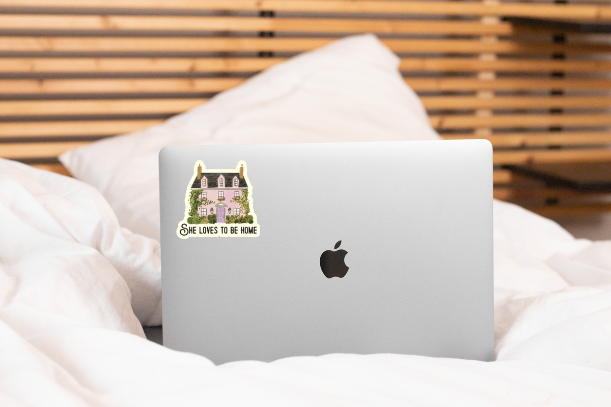 She Loves To Be Home Sticker - homebody, introvert, women