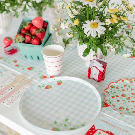 Strawberry Print Picnic Scalloped Small Plates