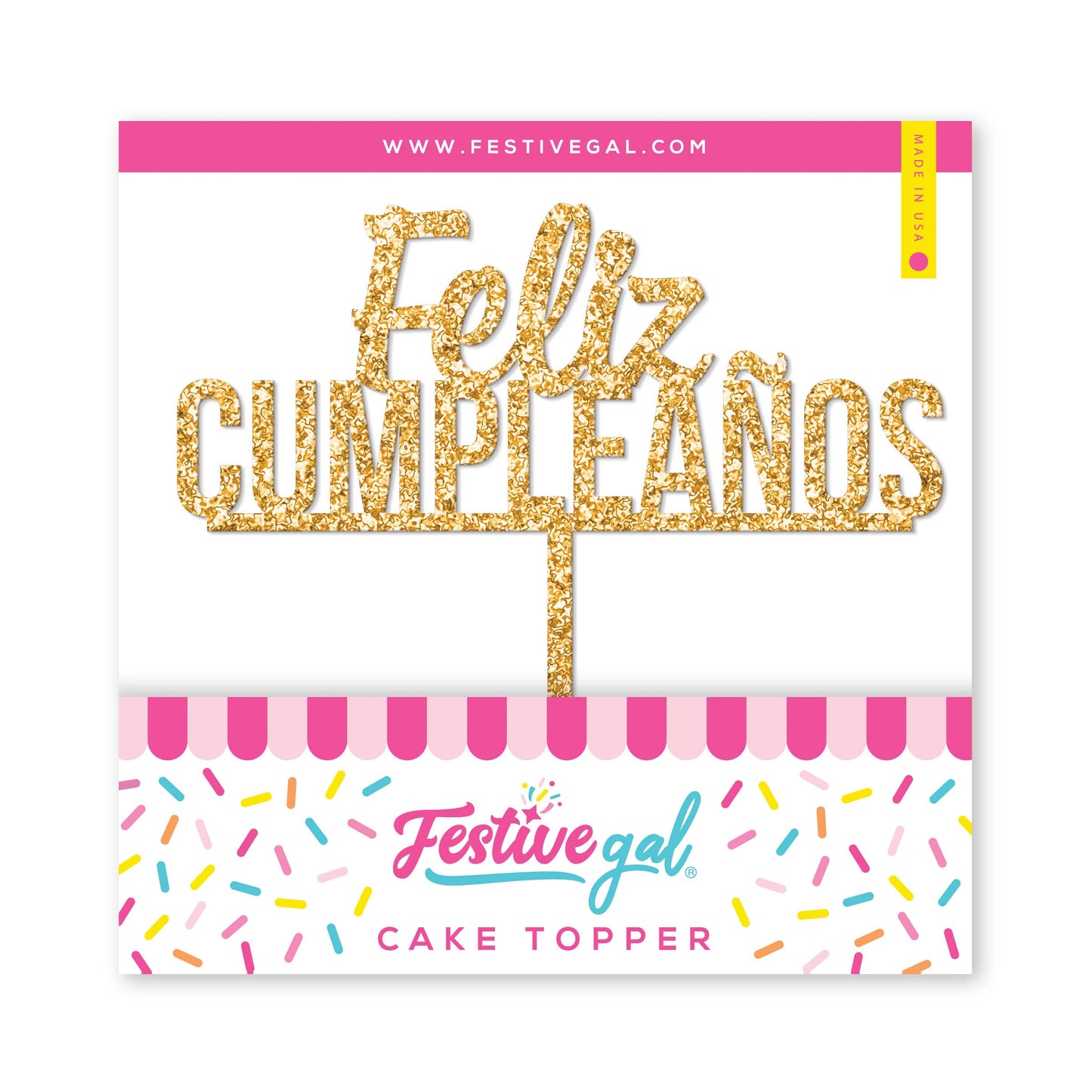 Happy Birthday Acrylic Cake Topper - "Feliz Cumpleaños"