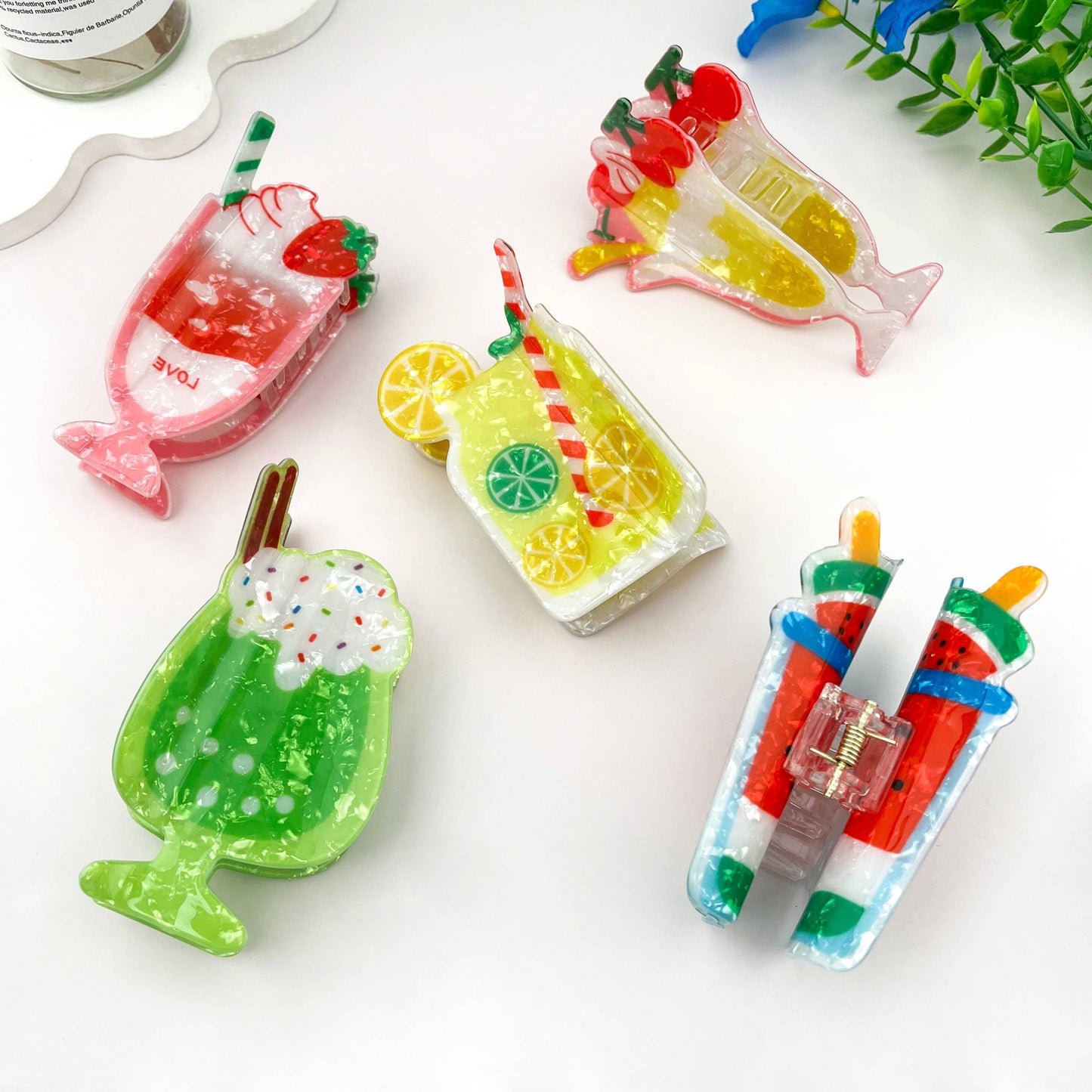 Summer Beach Drink Hair Claw Clip Vacation Tropical Cute: Cherry
