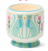 Linen & Orris Handpainted "Blue Cheetahs" Ceramic Candle