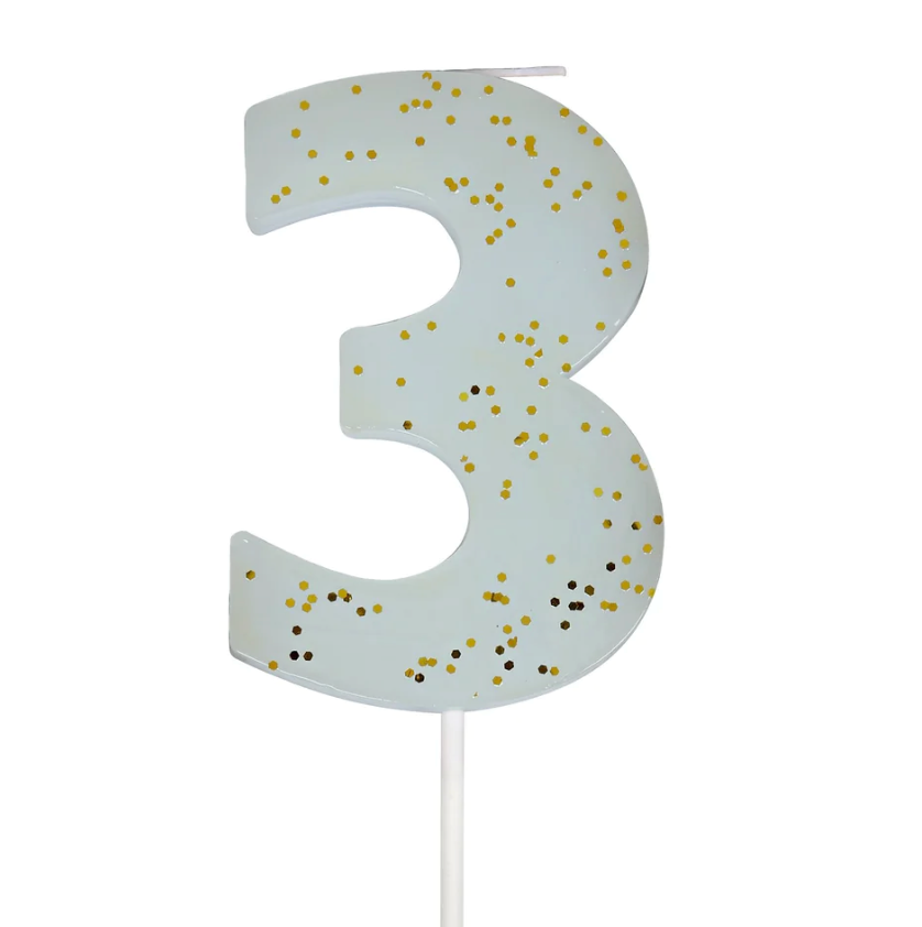 Blue Number 3 Candle