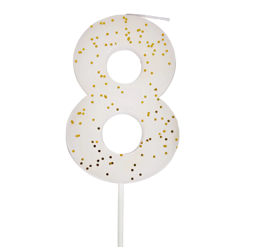 White Number 8 Candle