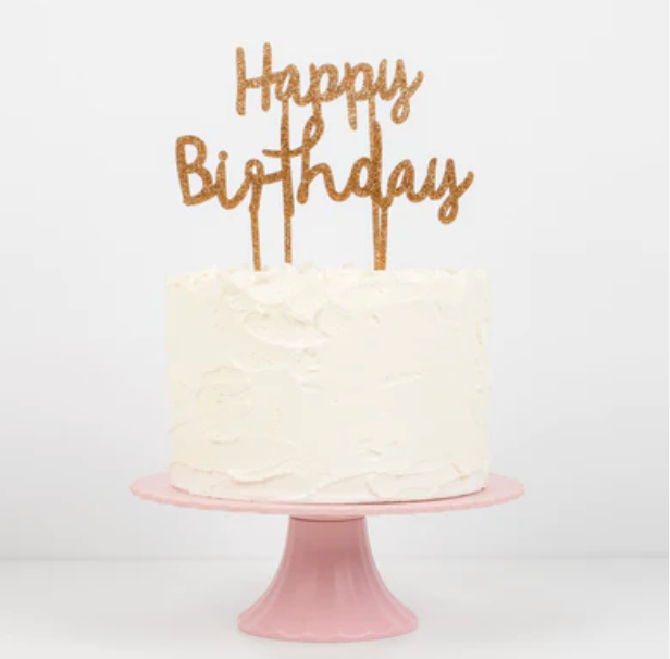 Gold Glitter Happy Birthday Acrylic Topper