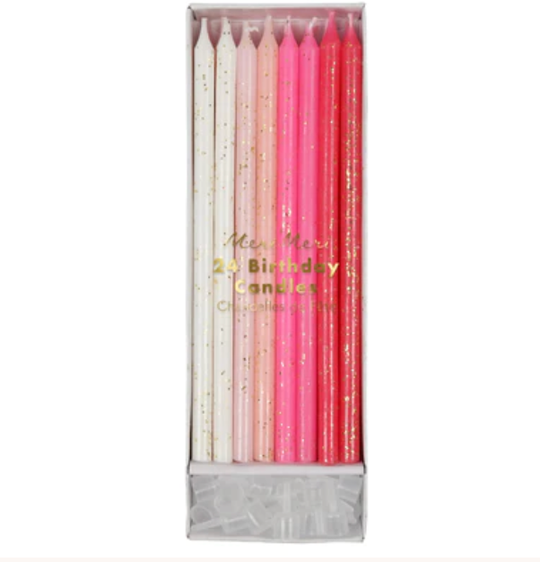 Pink Glitter Candles