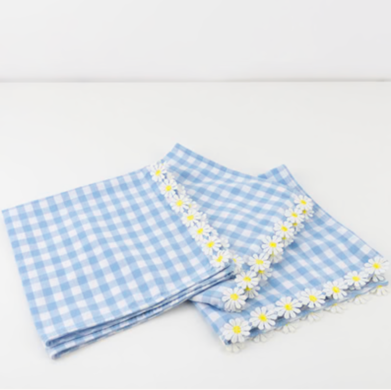 Daisy Edge Gingham Fabric Napkins