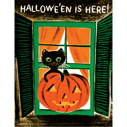 Cat in a Window - Halloween Greeting Card