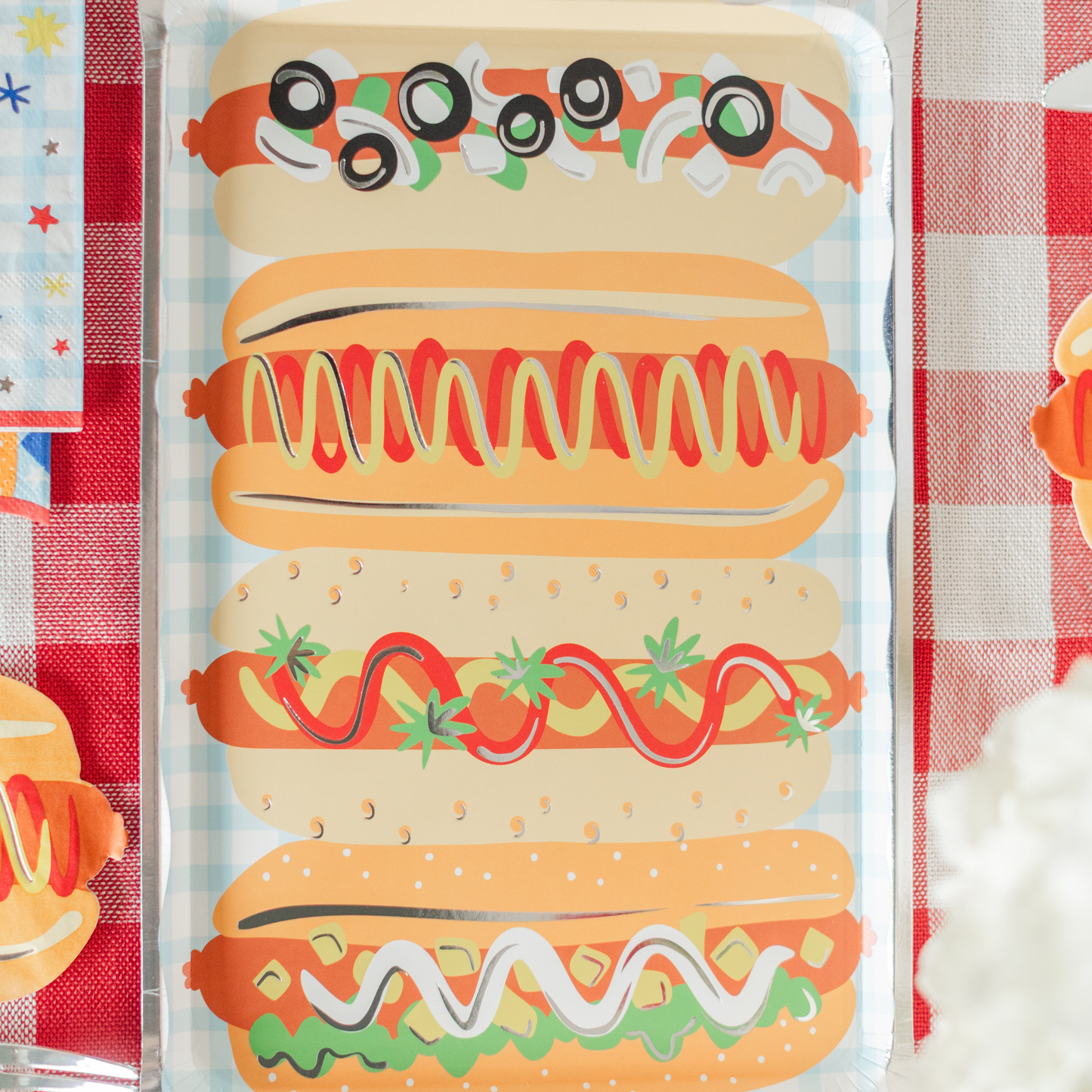 Patriotic Hot Dog Platter Shaped Plates