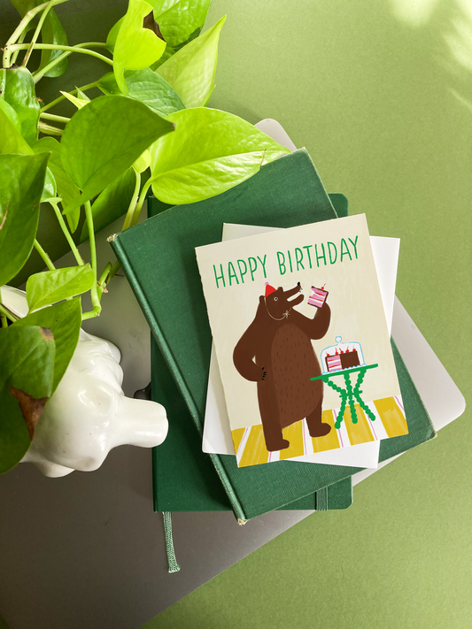 Bear Eats Cake Birthday – Funny Bear Birthday Card