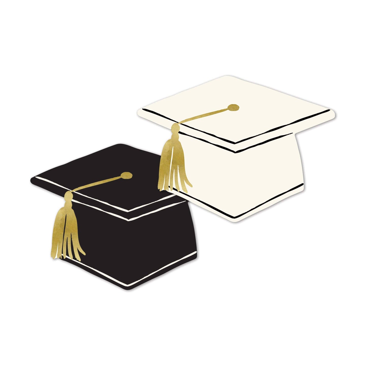 Foil Black/White Grad Hat Shaped Cocktail Napkin Set (18ct)