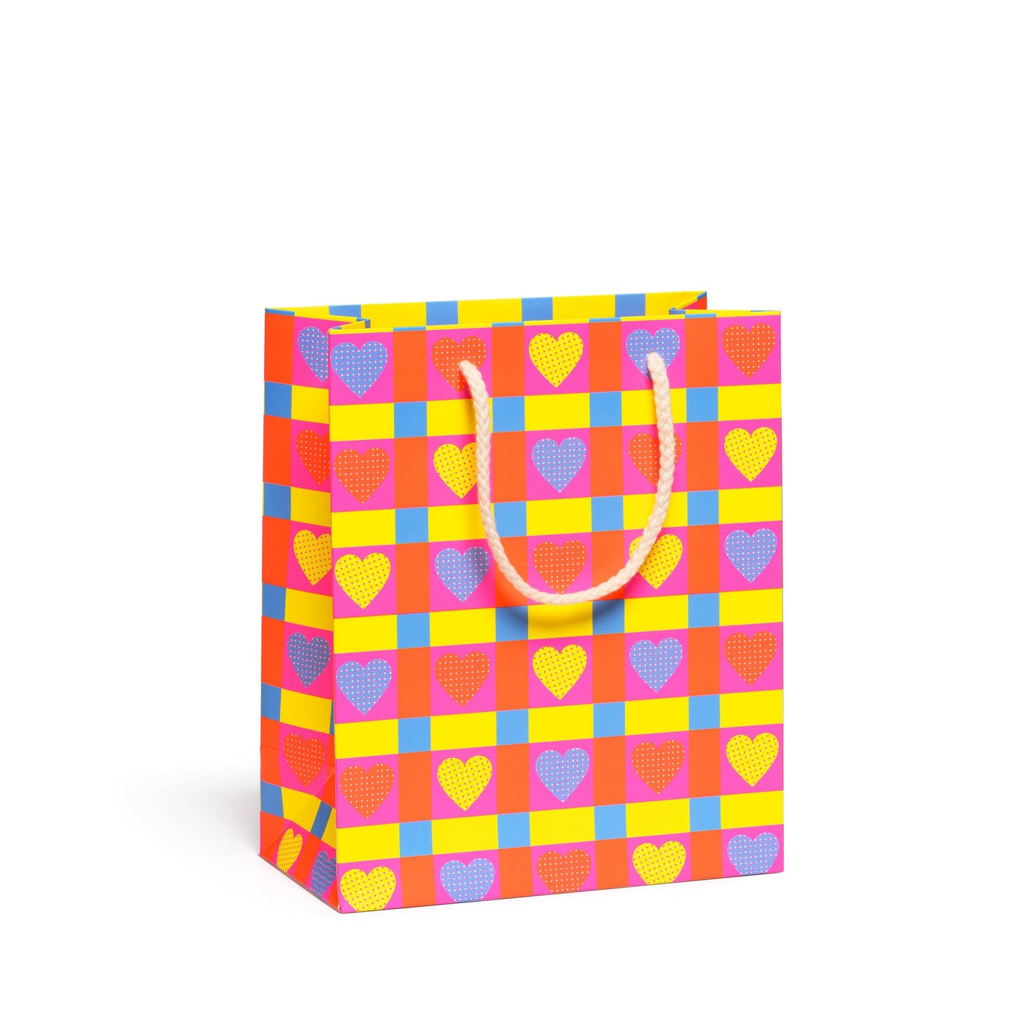 Neon Hearts Plaid gift bag - Medium