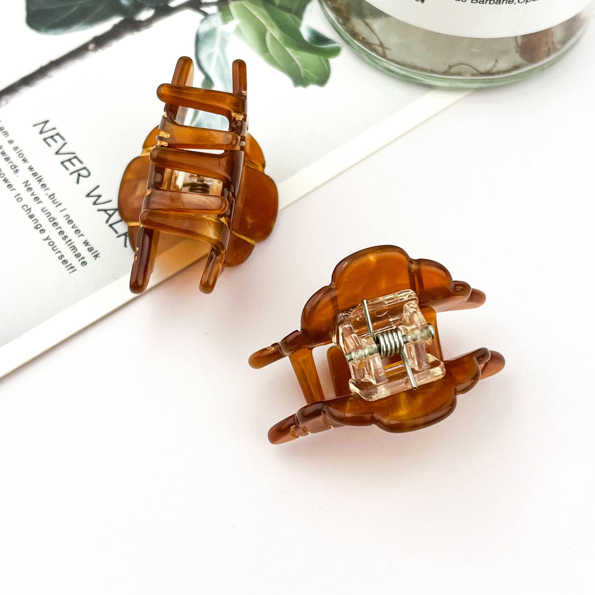Mini Cute Croissant Hair Claw Clip: Brown