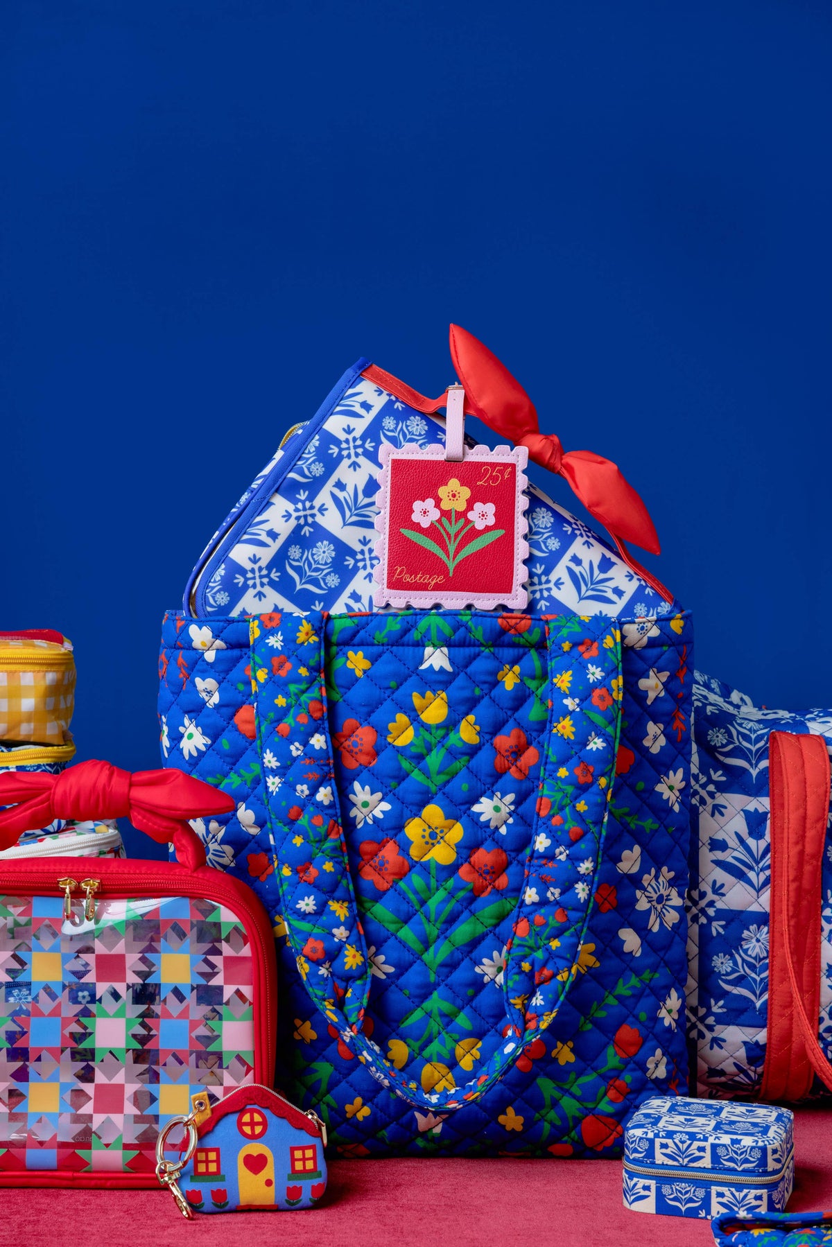 Quilted Tote, Blue Scandinavian Floral