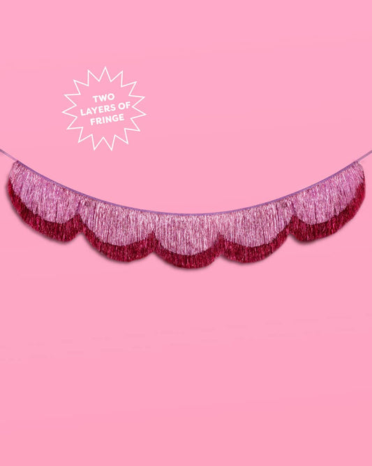 Pink Scalloped Fringe Banner | pink decor, birthday party