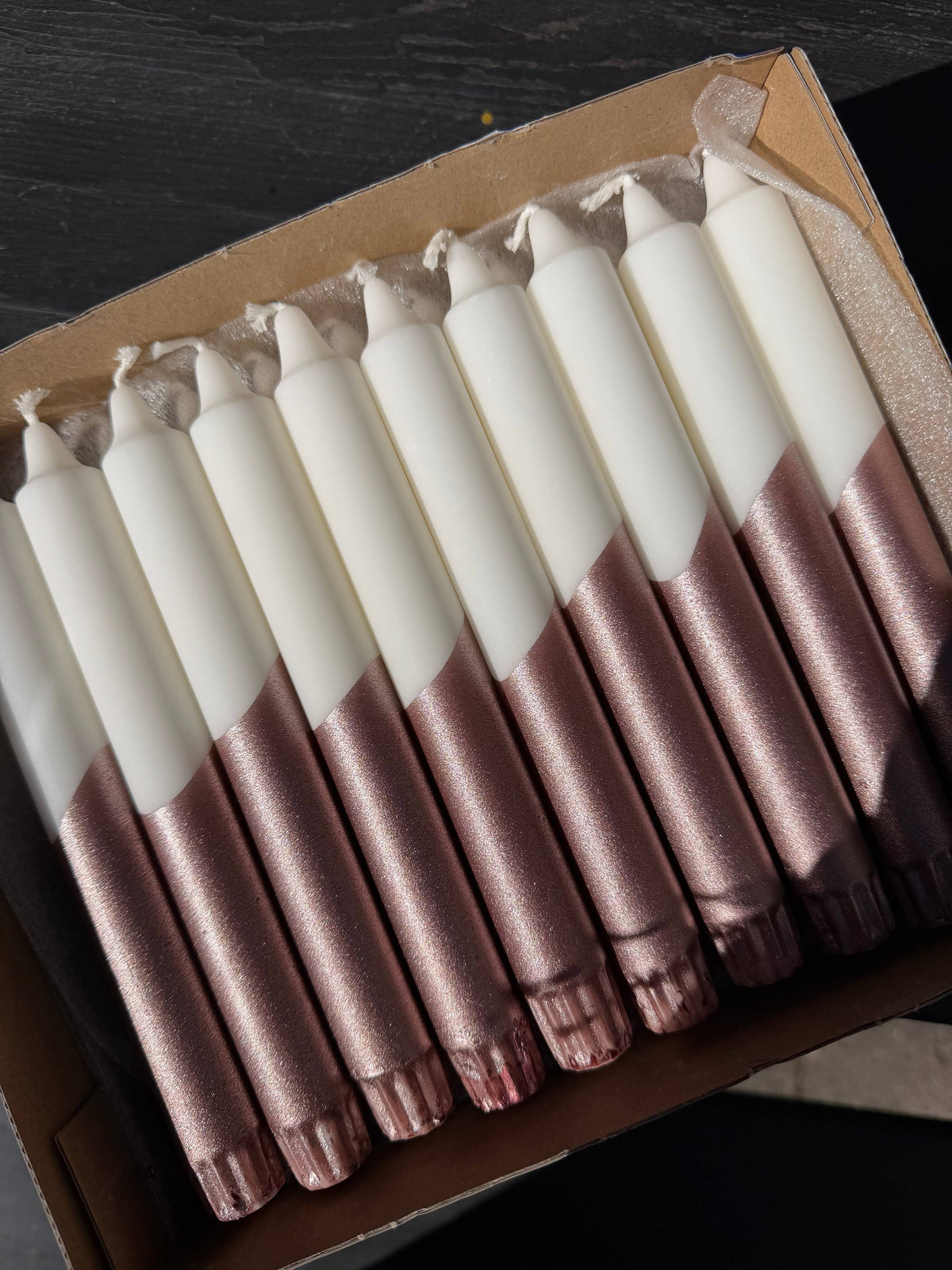 Christmas Candles, White / Copper