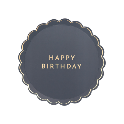 Navy Happy Birthday Scalloped Plates (Set of 8)