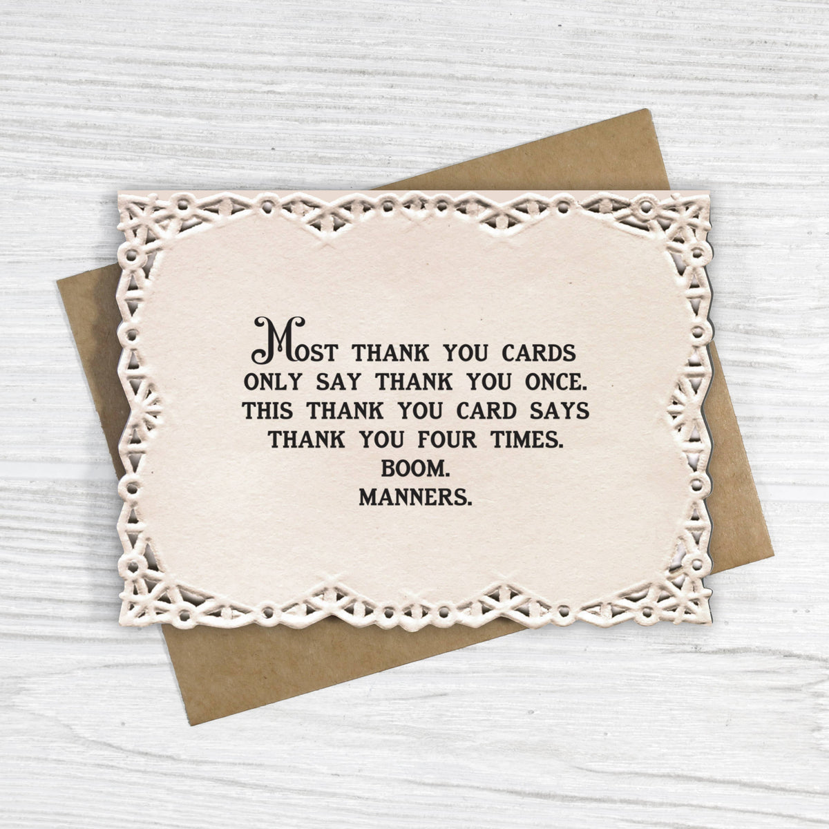 Funny Vintage Greeting Card with Repeated Thank You