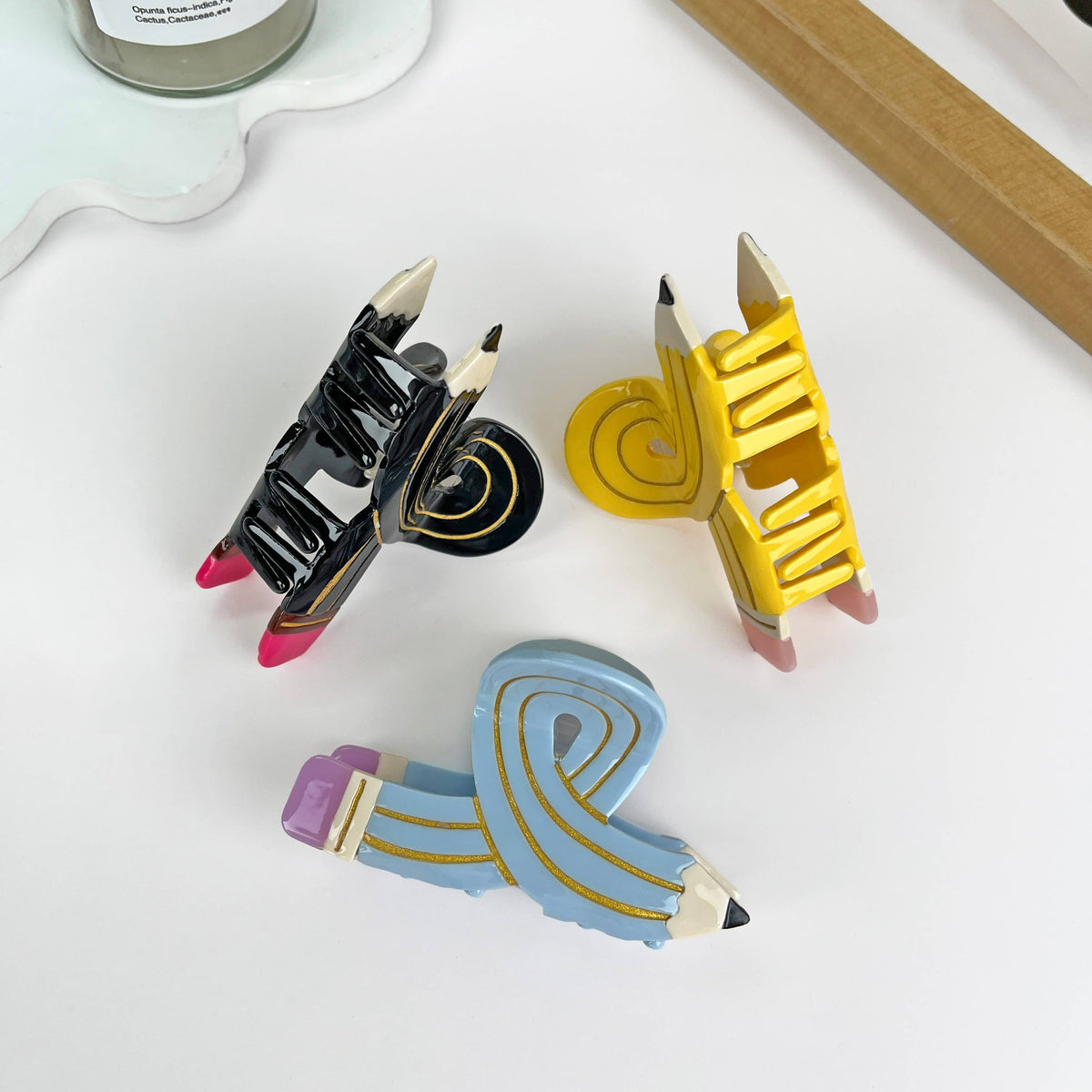 Acetate pencil hair claw clip: Blue
