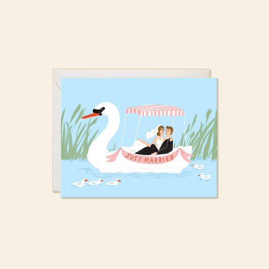 Swan Boat – Romantic Wedding Congratulations Card