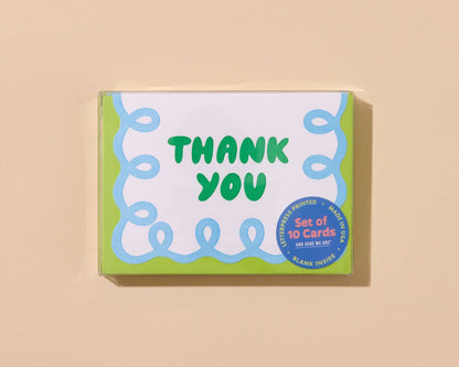 Box Set—Letterpress Scallop Thank You Notecard—Coquette B/G