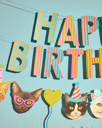 Happy Birthday Cat Banner | cat party, pet birthday, 5"