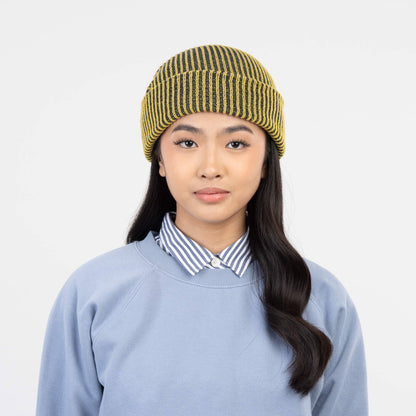 Simple Rib Knit Beanie: Teal Magenta