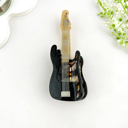 Fun Guitar Acetate Hair Clip, Instrument Shaped Hair Claw: Green