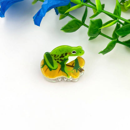 Cartoon Green Frog Print Hair Claw, Nature Animal Claw Clip: Frog-Large
