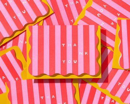 Box Set—Letterpress Thank You Notecards—Cabana Stripe RP