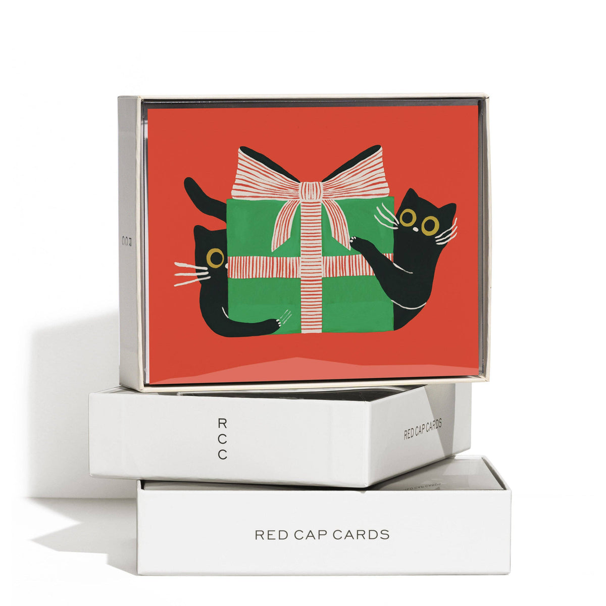 Holiday Black Cat greeting card: Single