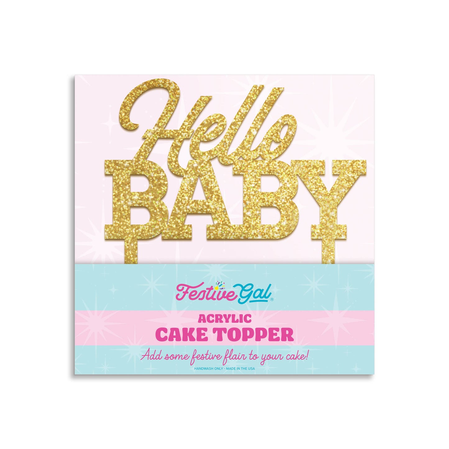 Acrylic Cake Topper - "Hello Baby"