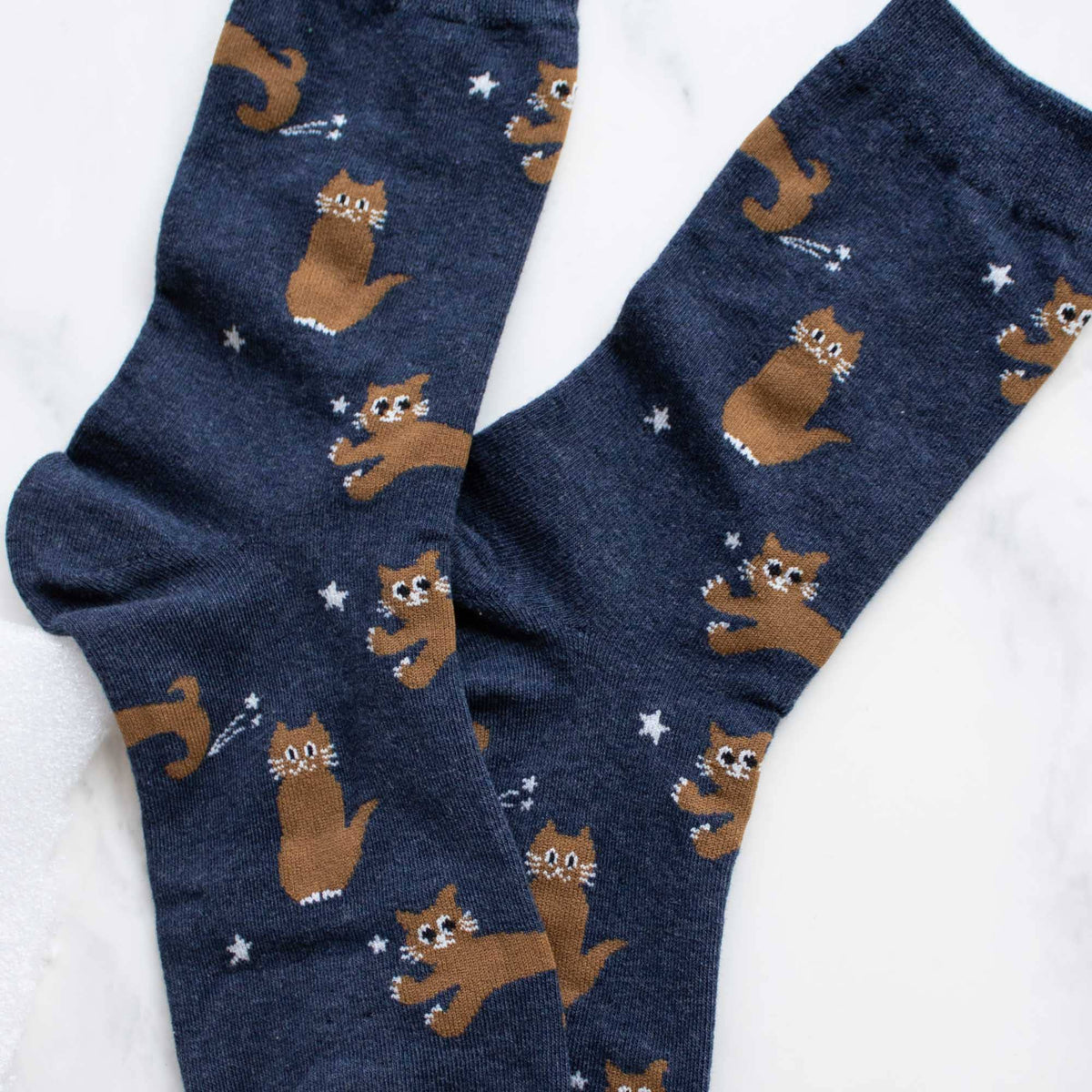 Cat Meow Casual Socks: Rust