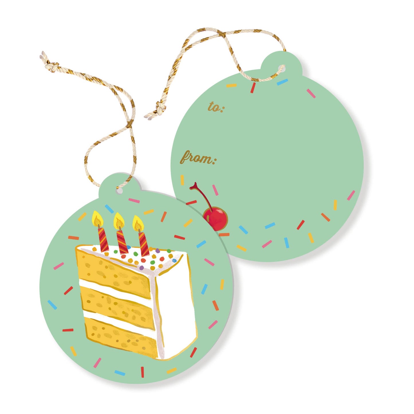Gift Tags - 10 Pack with Tie String - Birthday Cake
