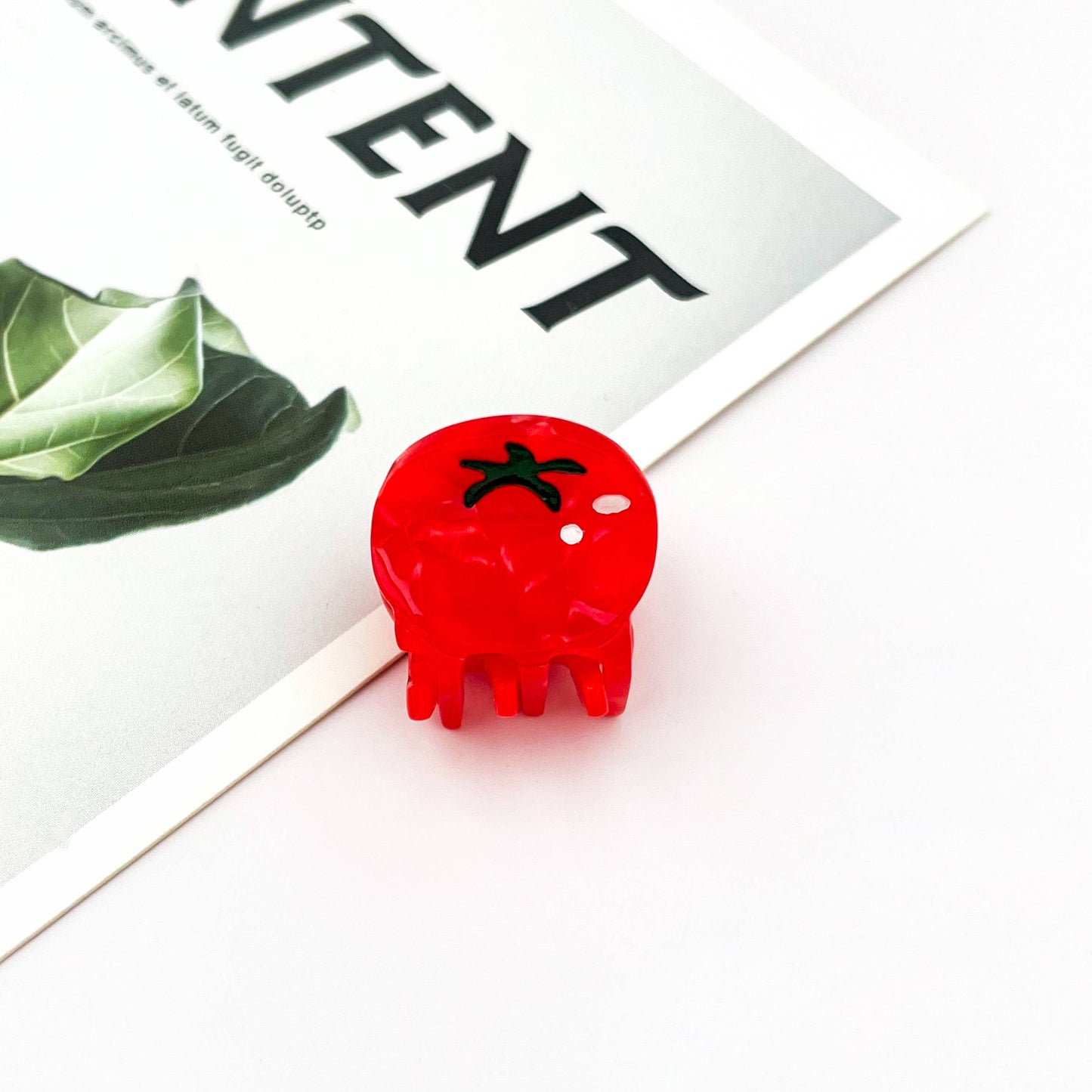 Mini Pepper Strawberry Tomato Claw Clip Summer Fruit: Red