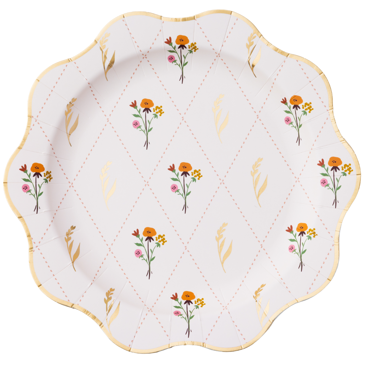 Cozy Fall Floral Dinner Plates, Gold Foil (Set of 8)