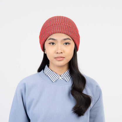 Simple Rib Knit Beanie: Black White