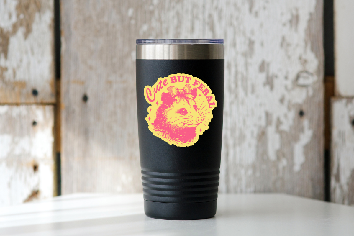 Cute But Feral Sticker - opossum, cute, coquette, street cat