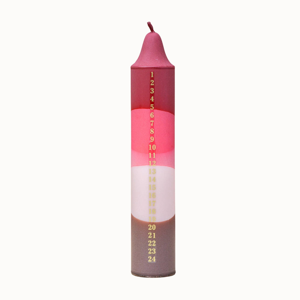 Advent Candle, Christmas Calendar, Red/Fuchsia/Beige/Brown