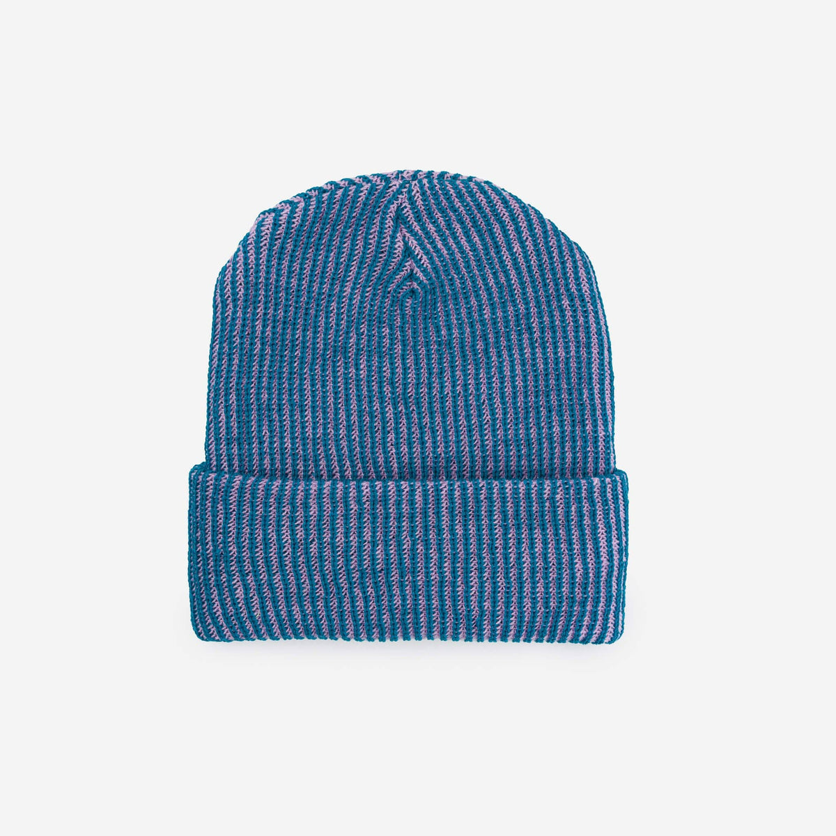 Simple Rib Knit Beanie: Teal Magenta
